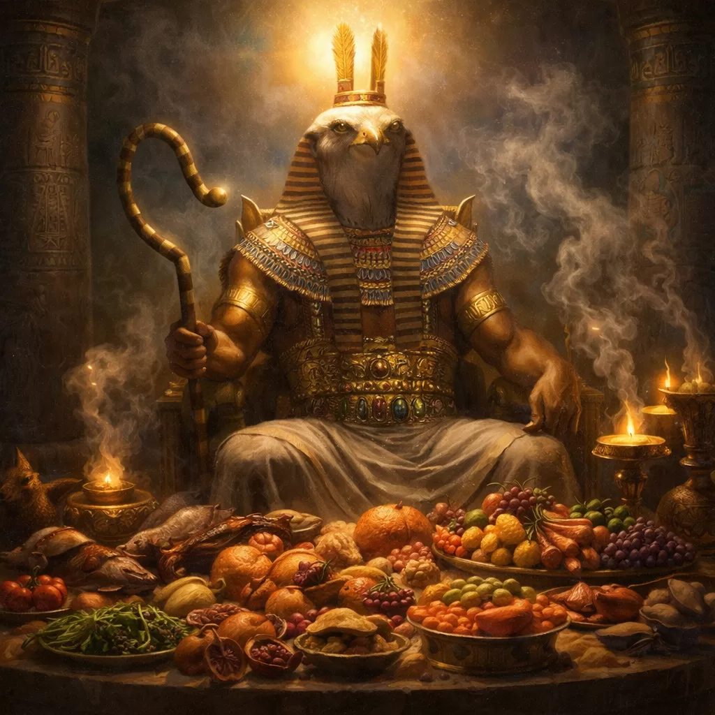 Amon recebe oferenda no templo